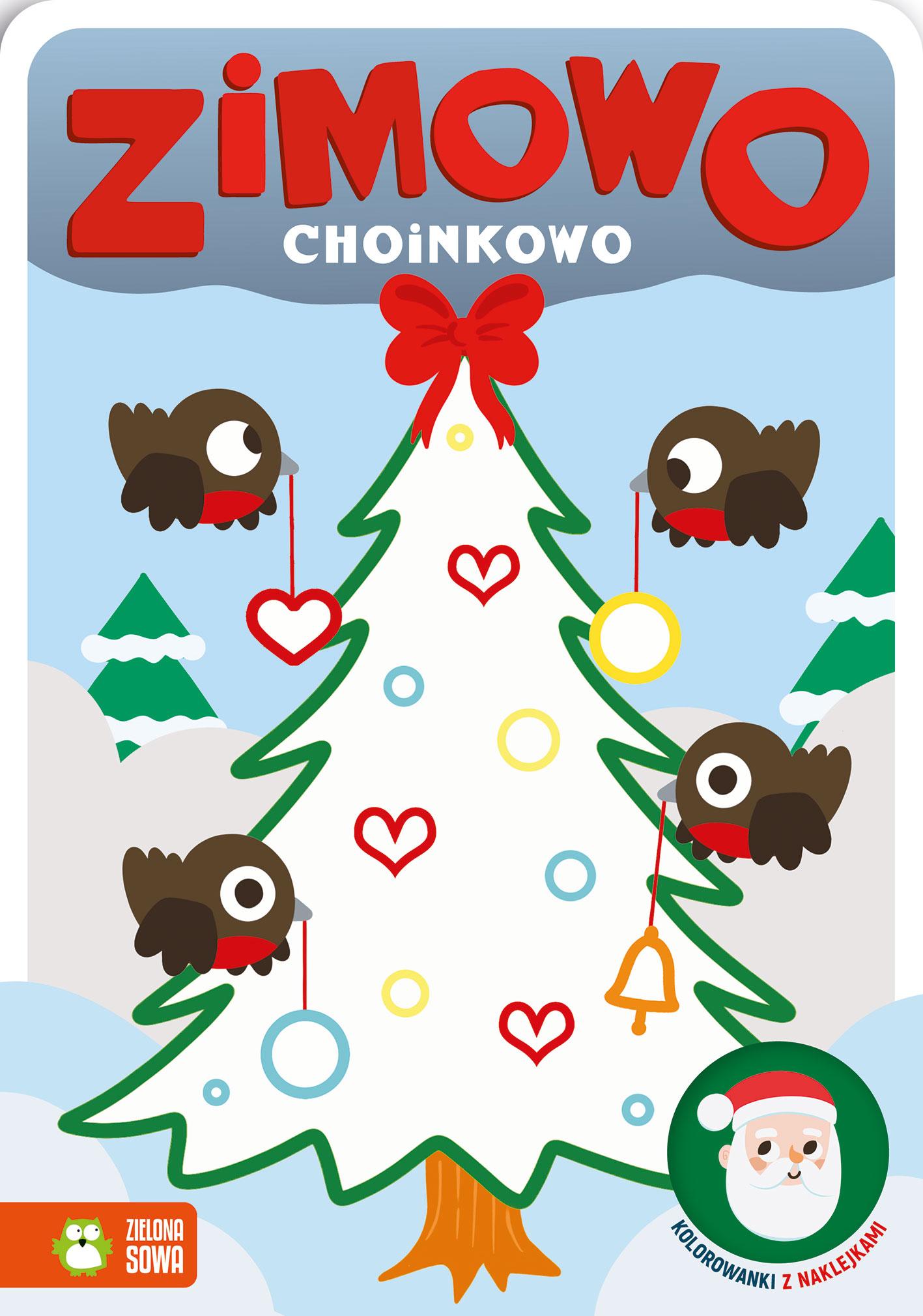 Zimowo choinkowo Kolorowanki z naklejkami