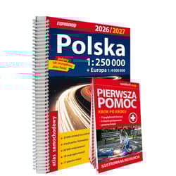 Atlas samochodowy Polska 1:250000 + Pierwsza pomoc - Praca zbiorowa