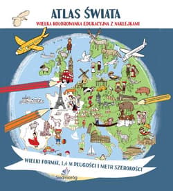 Atlas świata Megakolorowanka edukacyjna z naklejkami