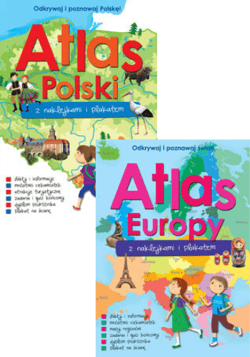 Atlasy pakiet: Europy i Polski z naklejkami
