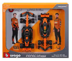 Bburago Model 1:24 McLaren MCL38 Norris Piastri zestaw bolidów F1 18-28051
