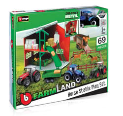 Bburago Stajnia dla koni metalowy Traktor zestaw farma figurki ranczo  18-31682