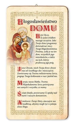 Błogosławieństwa Domu i Rodziny Książeczka z obrazkiem na drewnie Św. Rodzina