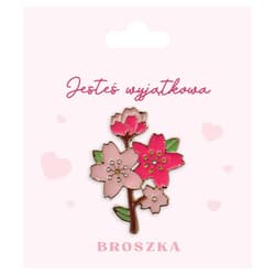 Broszka na prezent z czterema różowymi kwiatami