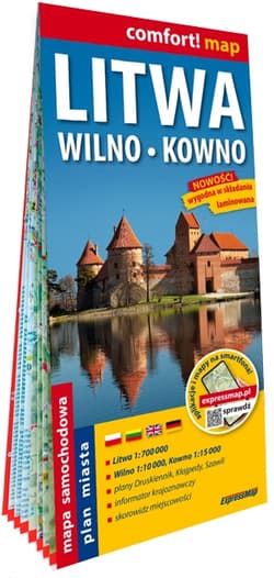 Comfort! map Litwa, Wilno, Kowno 1:700 000 w.2025 - Praca zbiorowa