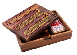 Cribbage w drewnianym pudełku z kartami