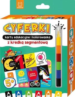 CYFERKI karty edukacyjne i kolorowanka z kredką segmentową Uczę się i koloruję 5+ - Opracowanie Zbiorowe