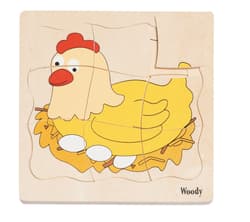 Drewniane puzzle warstwowe „Cykl życia kury” 90073