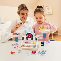 Galeria - zdjęcie nr. 3 - Głodny Miś Waga szalkowa zabawka edukacyjna Montessori 36 mies.+ TOPBRIGHT