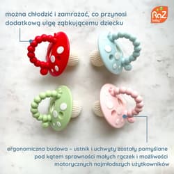 Galeria - zdjęcie nr. 3 - Gryzak logopedyczny grzybek dla niemowląt na ząbkowanie czerwony i zielony 2szt.