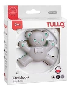 Grzechotka miś szaro-miętowy