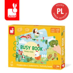 Janod Książeczka z zadaniami Busy Book Farma 3+ (wersja polska)