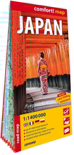 Japonia (Japan) laminowana mapa samochodowo-turystyczna 1:1 400 000 - Opracowanie Zbiorowe