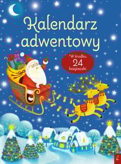 Kalendarz adwentowy niebieski w środku 24 książeczki