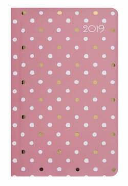 Kalendarz kieszonkowy DI2 2019 Różowy biało-złote kropki
