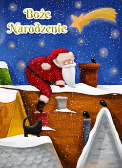 Karnet B6 BN Mikołaj w kominie