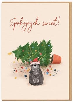 Karnet Boże Narodzenie - Kot / Spokojnych świąt!