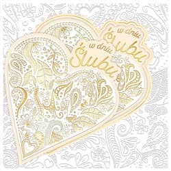 Karnet KW ślub Serce pattern