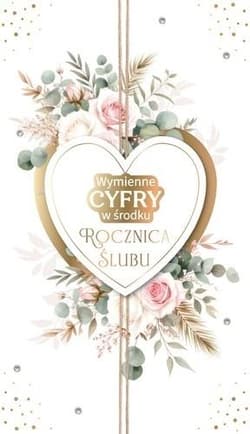 Karnet Rocznica Ślubu wymienne cyfry