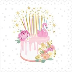 Karnet Urodziny - Lace Flamingo Cake