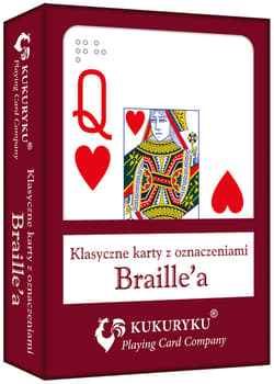 Karty do gry czerwone ze znakami Braille'a