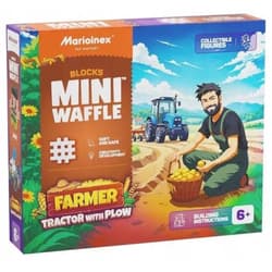 Klocki konstrukcyjne Waffle mini Farmer Traktor z pługiem