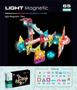 Klocki magnetyczne tory 7,5cm 65 elementów CH1171  AN09