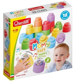 Klocki Momy Soft miękkie z grzechotką 18el