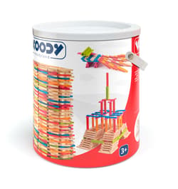 Klocki w wiaderku naturalne kolorowe Emma 200 elementów 95004