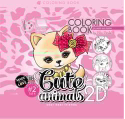 Kolorowanka antystresowa 200x200 20 kartek usztywniana 2D brokat Cute animals 2