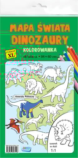 Kolorowanka XL Mapa świata Dinozaury kolor - Praca zbiorowa