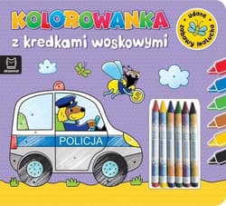 Kolorowanka z kredkami woskowymi Udane zabawy malucha Książeczka fioletowa - null