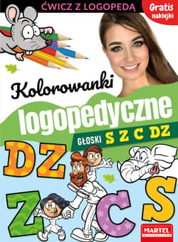 Kolorowanki logopedyczne Głoski S Z C Dz z naklejkami