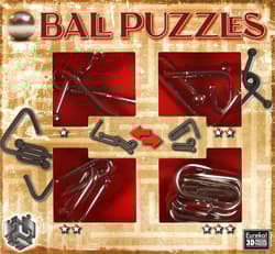 Łamigłowki metalowe 4 sztuki Puzzle-mania zestaw czerwony