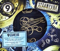 Łamigłówki metalowe 9 sztuk Steampunk zestaw szary