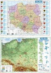 Mapa Polski A2 dwustronna fizyczno-administracyjna - Praca zbiorowa