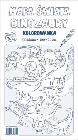 Mapa Świata Dinozaury Kolorowanka XL 2 sztuki