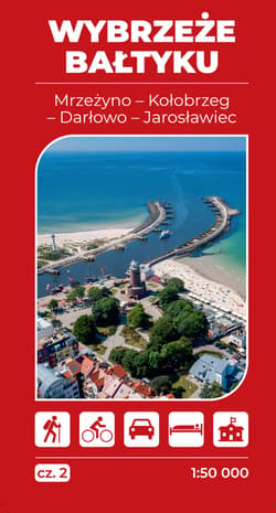 Mapa turystyczna Wybrzeże Bałtyku 2 Mrzeżyno Kołobrzeg Jarosławiec 1:50 000 - Opracowanie Zbiorowe
