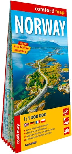 Norwegia laminowana mapa samochodowo-turystyczna 1:1 000 000