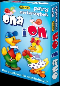 Ona i on pary zwierzątek Gra puzzlowa dla najmłodszych