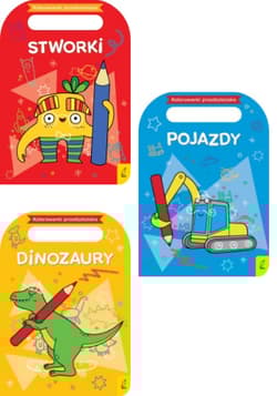 Pakiet 3 kolorowanek: Pojazdy, Stworki, Dinozaury