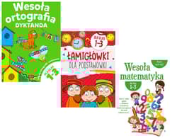 Pakiet Klasa 1-3. Wesoła ortografia. Dyktanda / Łamigłówki dla podstawówki / Wesoła matematyka