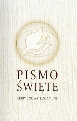 Pismo Święte Stary i Nowy Testament B6 - beżowe w białej obwolucie - ks. M. Peter (ST) i ks. M. Wolniewicz (NT)