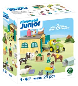 Playmobil JUNIOR Przygoda na gospodarstwie z traktorem, przyczepą i zwierzętami 71656