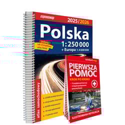 Polska Atlas Samochodowy 1:250 000 + Pierwsza Pomoc 2025/2026 - Opracowanie Zbiorowe