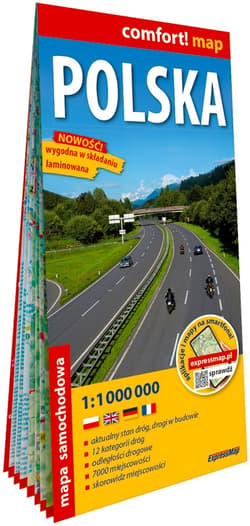 Polska laminowana mapa samochodowa 1:1 000 000 - Opracowanie Zbiorowe