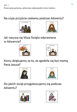 Galeria - zdjęcie nr. 2 - Poznaję Jezusa. Klasa 3. Karty pracy dla uczniów ze specjalnymi potrzebami edukacyjnymi i trudnościami w komunikowaniu się. Z symbolami PCS. Część 2.