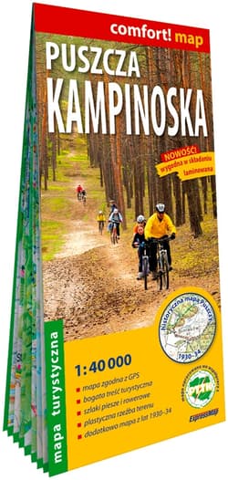 Puszcza Kampinoska laminowana mapa turystyczna 1:40 000 - Opracowanie Zbiorowe
