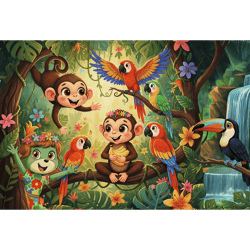 Galeria - zdjęcie nr. 2 - Puzzle 100 Inspired By Nature Małpki i przyjaciele Rodzina Treflików 16570