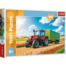 Puzzle 100 Maszyny rolinicze Traktor z przyczepą 16494